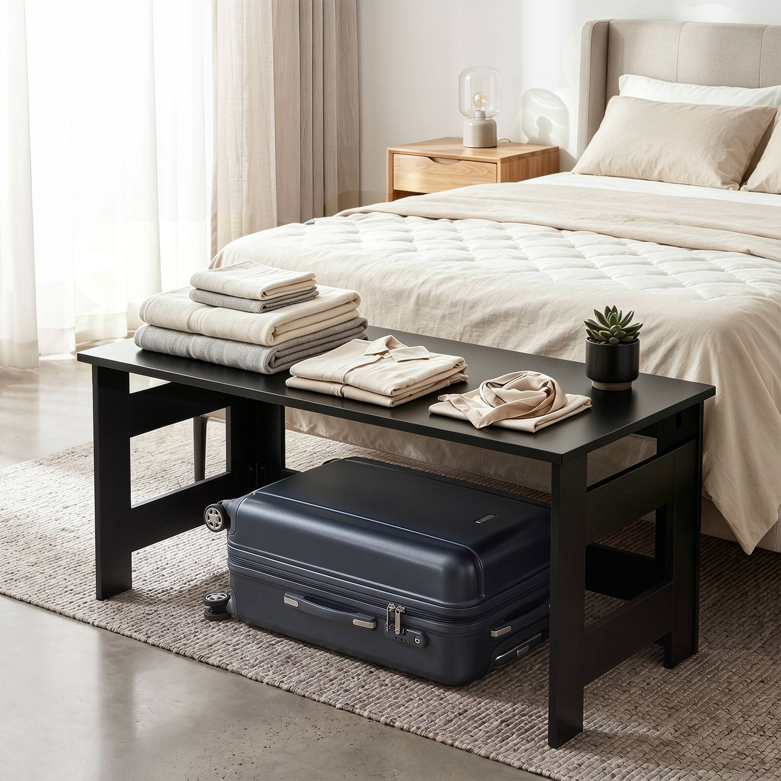 Alt View 5. Costway - Costway Folding Coffee Table, Portable Low Floor Table with Foldable Legs for Living Room - Black.