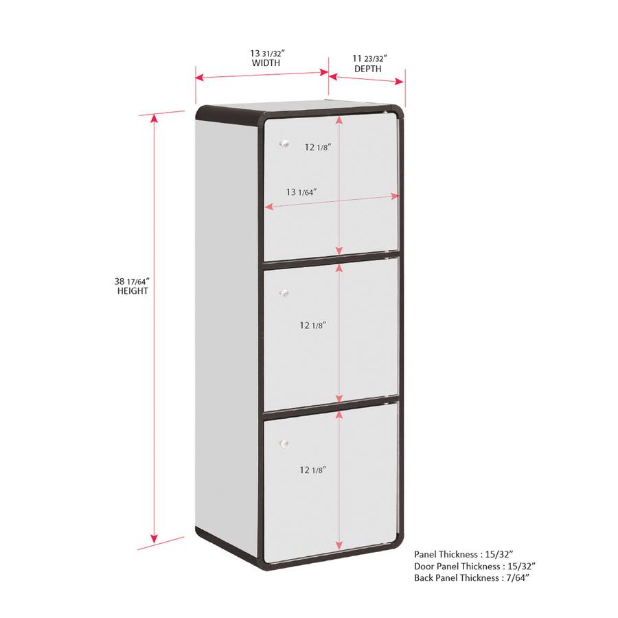 Kings Brand Furniture Dothan Wood 3 Cubed Closed Bookcase Storage Shelf ...