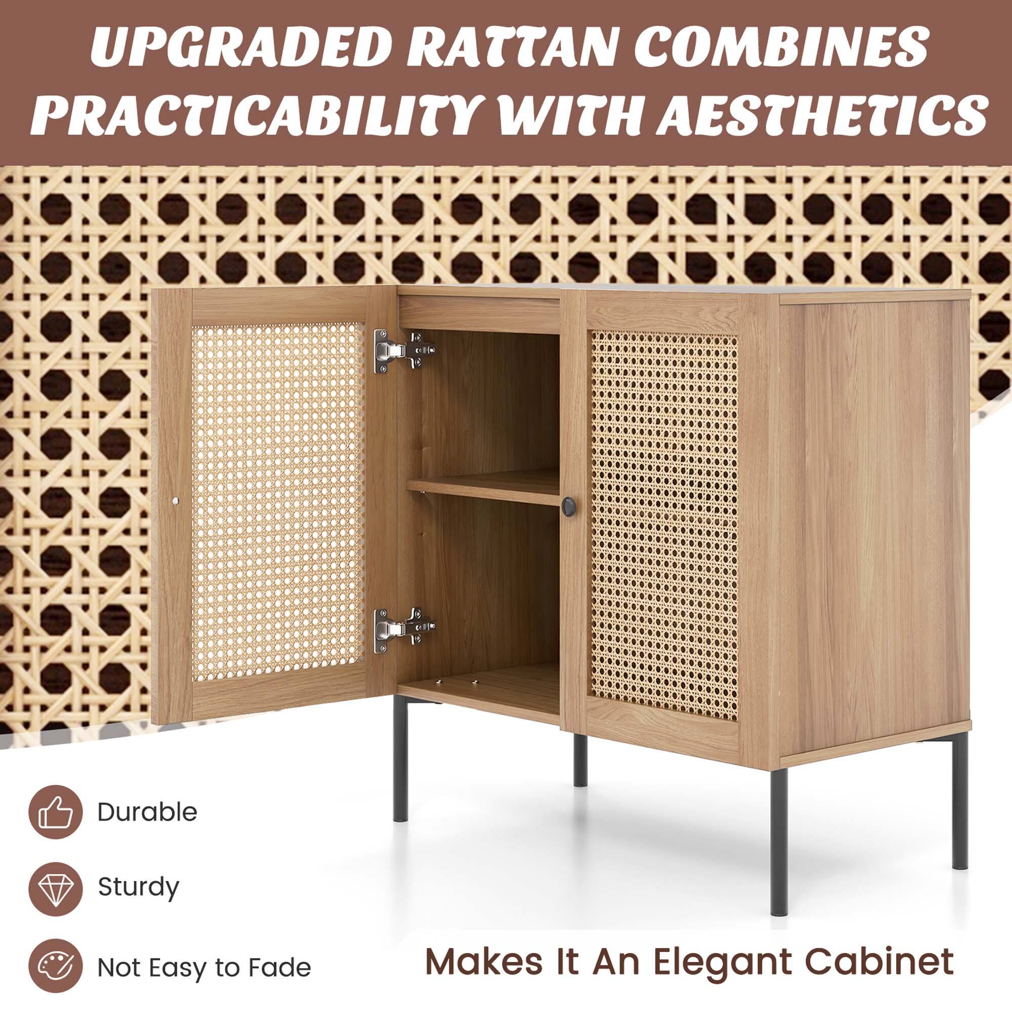 UPGRADED RATTAN COMBINES PRACTICABILITY WITH AESTHETICS

Durable
Sturdy
Not Easy to Fade
Makes It An Elegant Cabinet