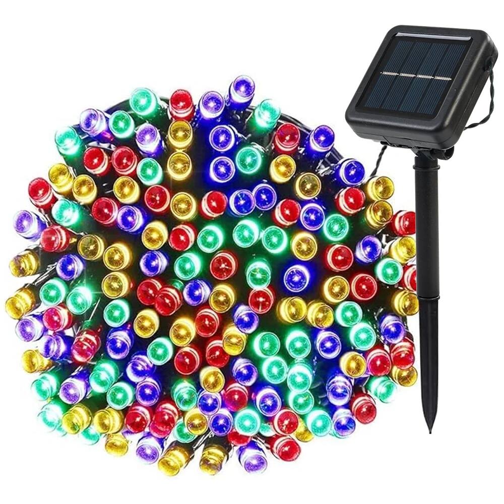 Front. MOVSSOU - 75ft Solar String Lights 200 LED Outdoor Solar Lights 8 Modes Solar Christmas String Lights.