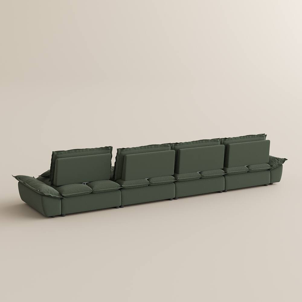Alt View 8. POVISON - 182.67" Modern Deep Sofa with Adjustable Backrest - Green Suede Fabric.