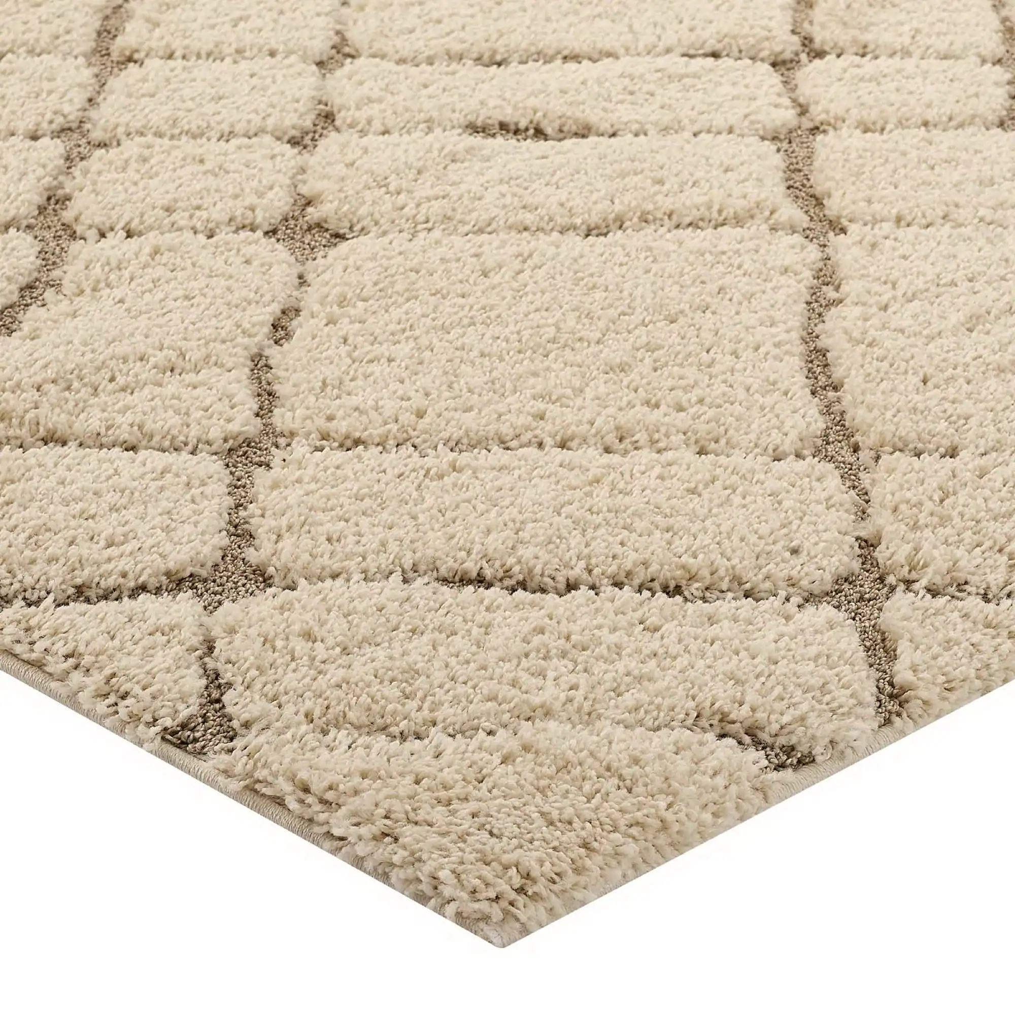 Alt View 2. Modway - Jubilant Verona Abstract Geometric Shag Area Rug - Creame and Beige.