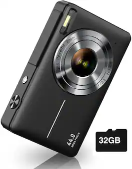 PRIMEPLUS - Digital Camera, FHD 1080P Digital Point and Shoot Camera with 16X Zoom Anti Shake, 32GB Card, Compact Small Camera - Black