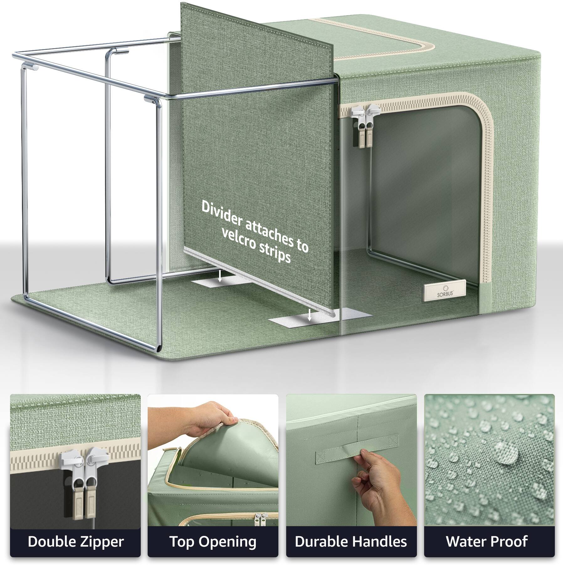 - Divider attaches to velcro strips
- Double Zipper
- Top Opening
- Durable Handles
- Water Proof