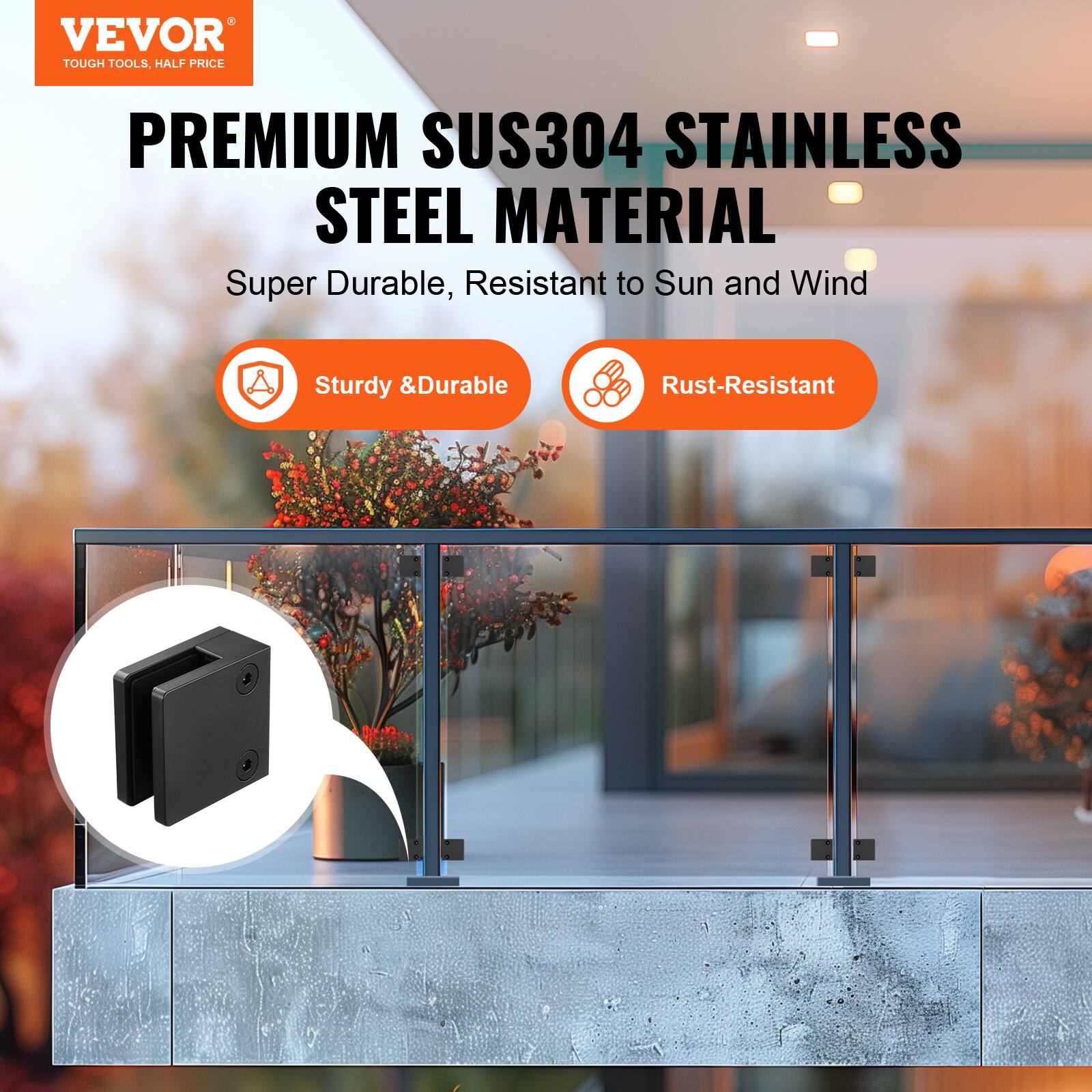 VEVOR TOUGH TOOLS. HALF PRICE PREMIUM SUS304 STAINLESS STEEL MATERIAL Super Durable, Resistant to Sun and Wind Sturdy & Durable Rust-Resistant
