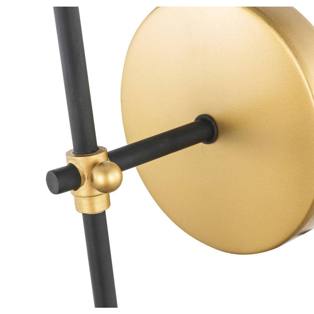 Back. Living District - Mel 1 light Brass and Black and White shade wall sconce - Brass And Black And White Shade.