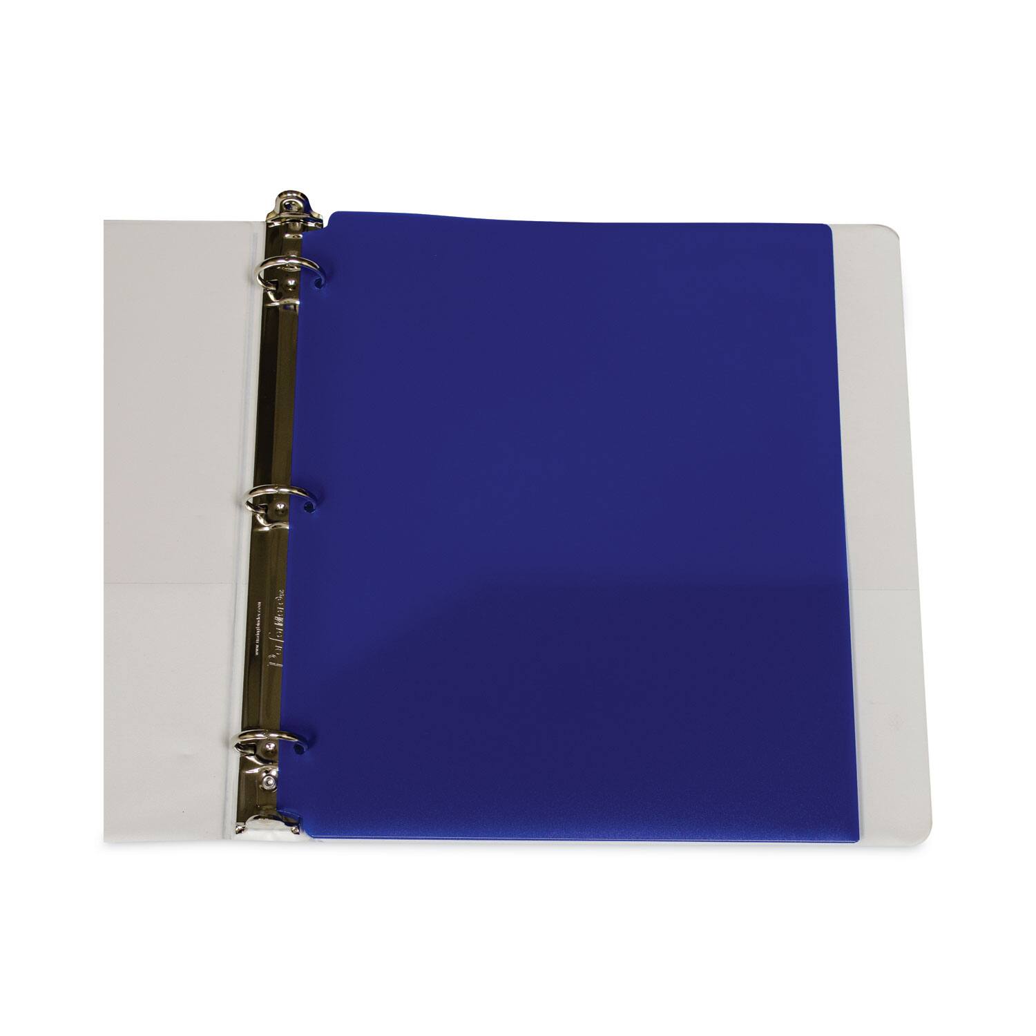 Back. C-Line Products - Two-Pocket Heavyweight Poly Portfolio Folder, 3-Hole Punch, 11 x 8.5, Blue, 25/Box.