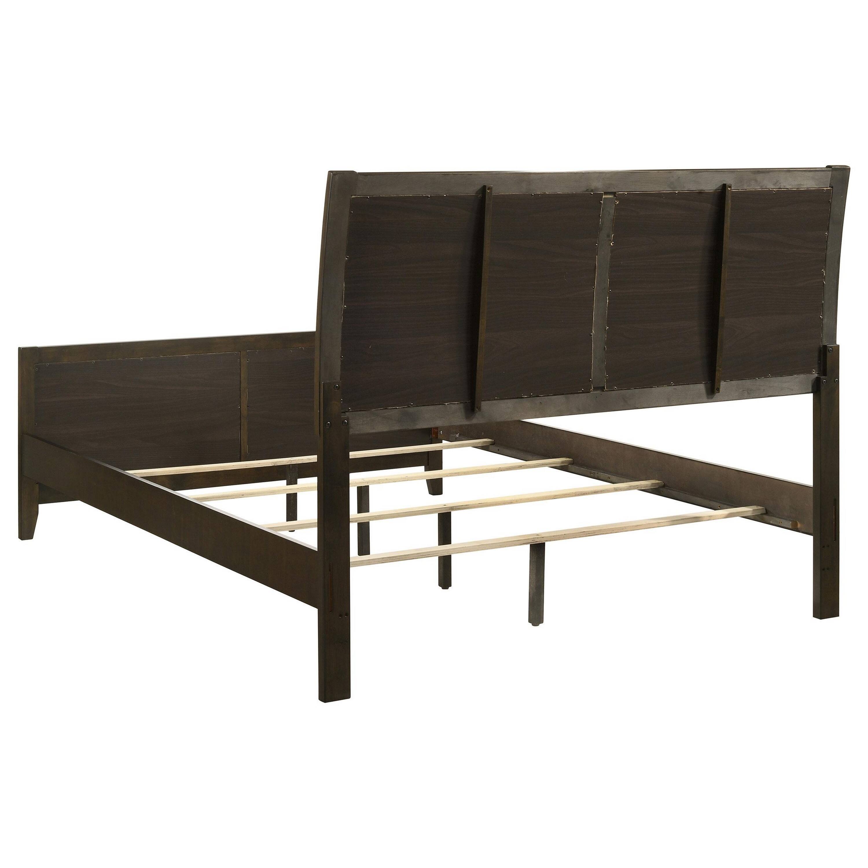 Alt View 2. Manhattan Lane - Wily Queen Size Bed, Channel Tufted Upholstered Headboard - Dark Cocoa Brown, Brown.