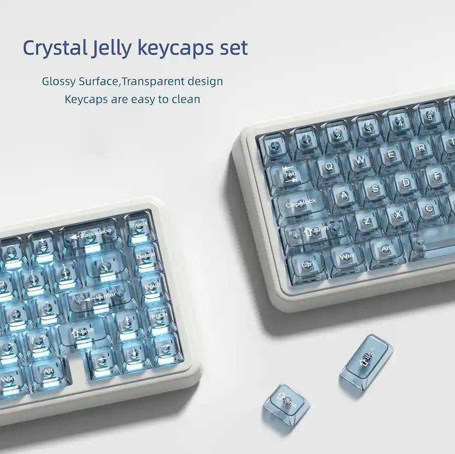 Keyboard Color Gradient Womier Clear keycaps,Transparent Crystal keycap Set,Shine Through MDA ...