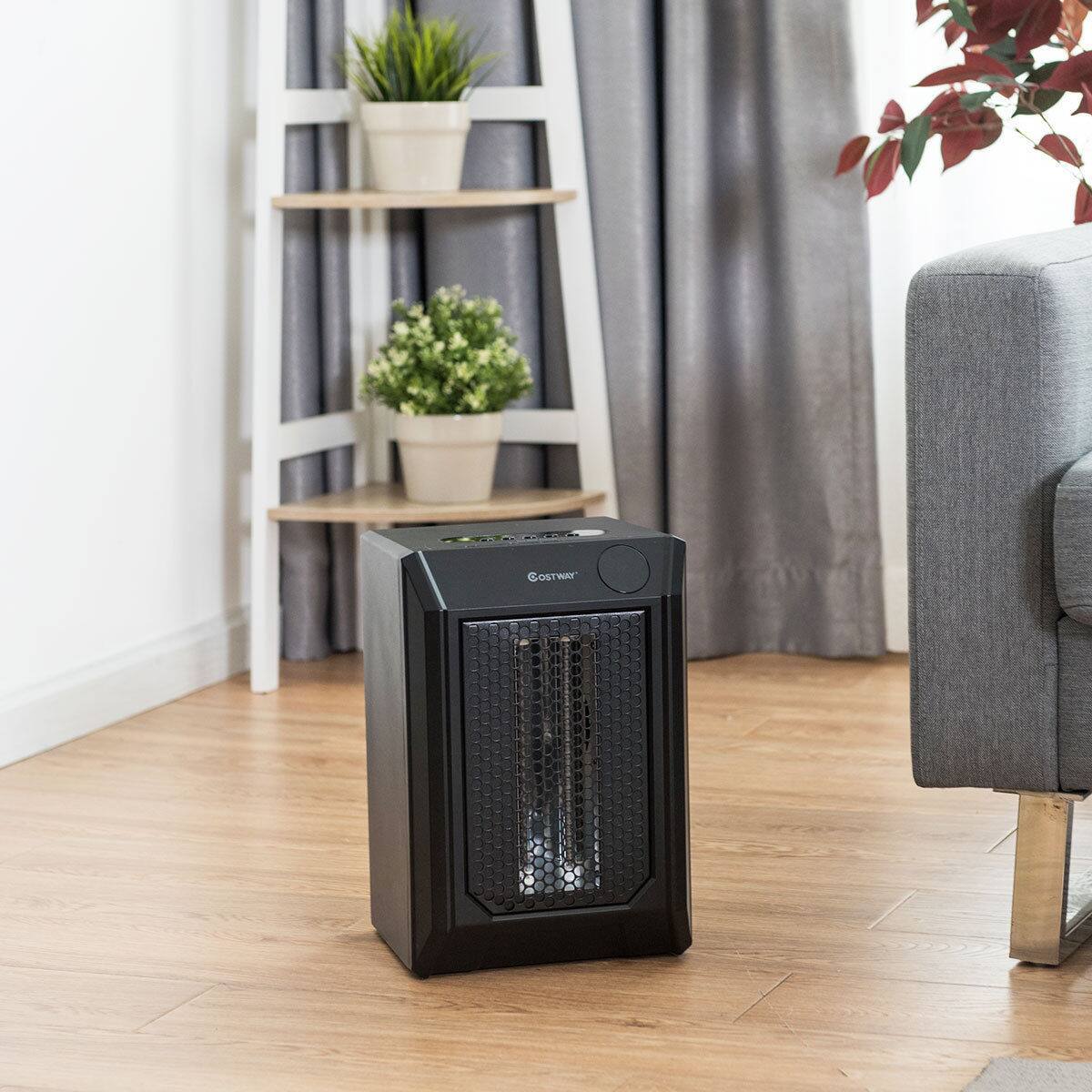 Alt View 1. Costway - Costway 1500W Portable Electric Space Heater with 2H Timer LED Remote Control Room Office - Black.