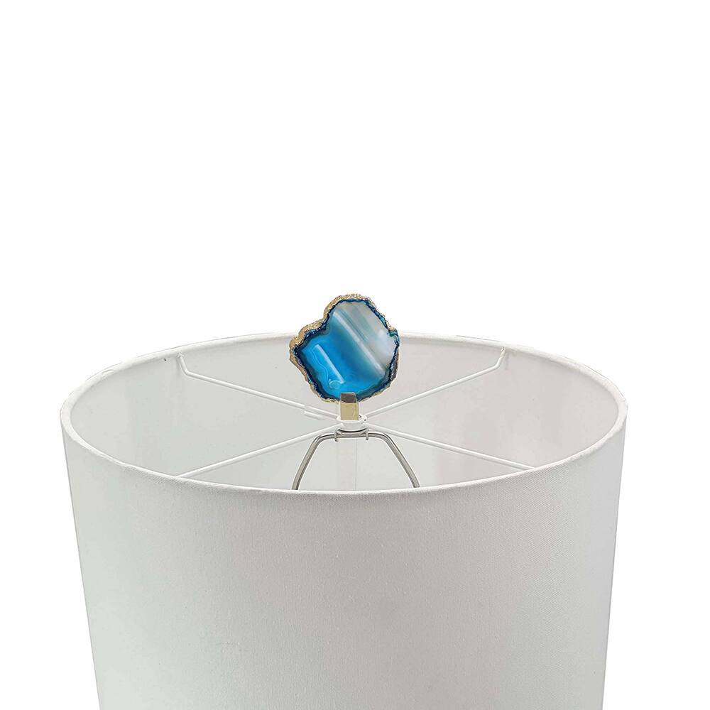 Back. Akoasm - 29.5in. H Blue and White Agate Slice Table Lamp with Marble Base for Living Room Bedroom.