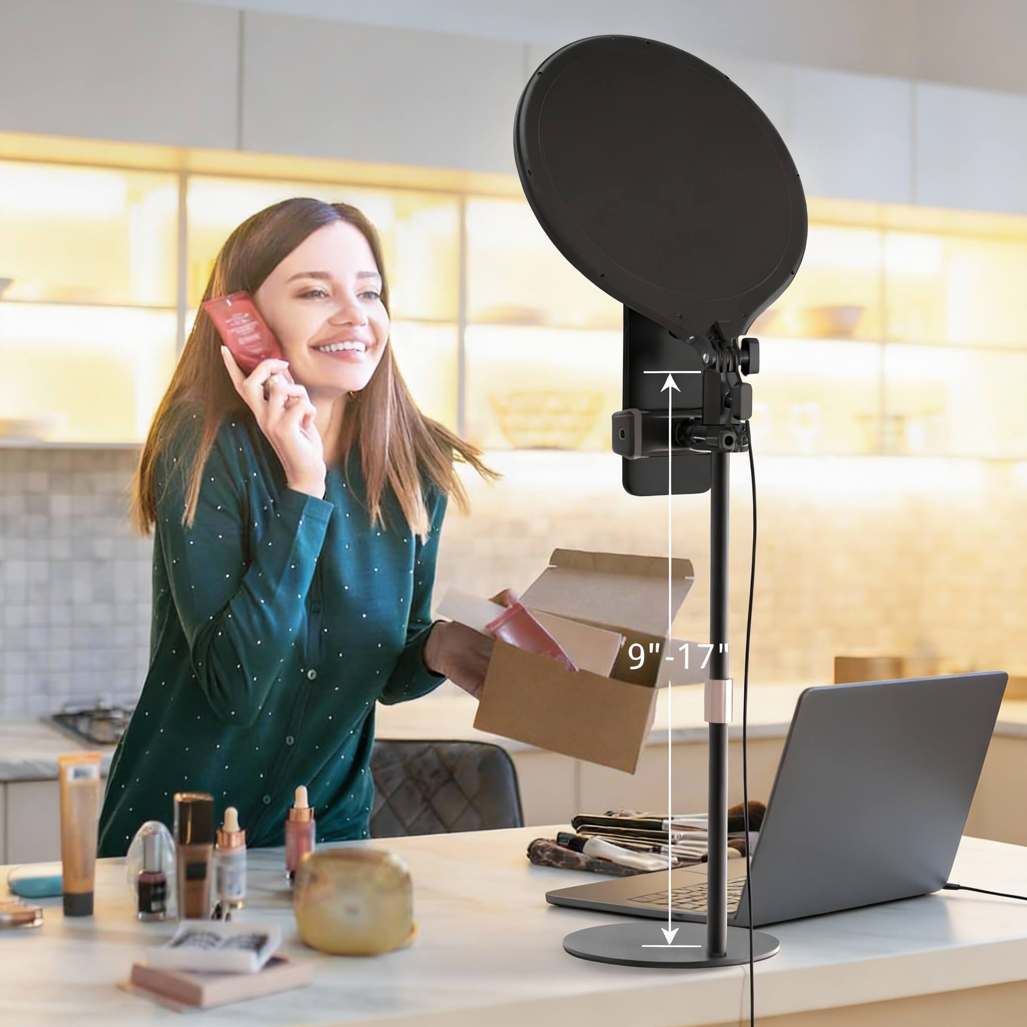 Alt View 2. OMOMMD - Laptop Ring Light With Stand And Phone Holder For Desk Zoom Lighting Computer Video Recording Streaming Con... - Full-Screen Light.