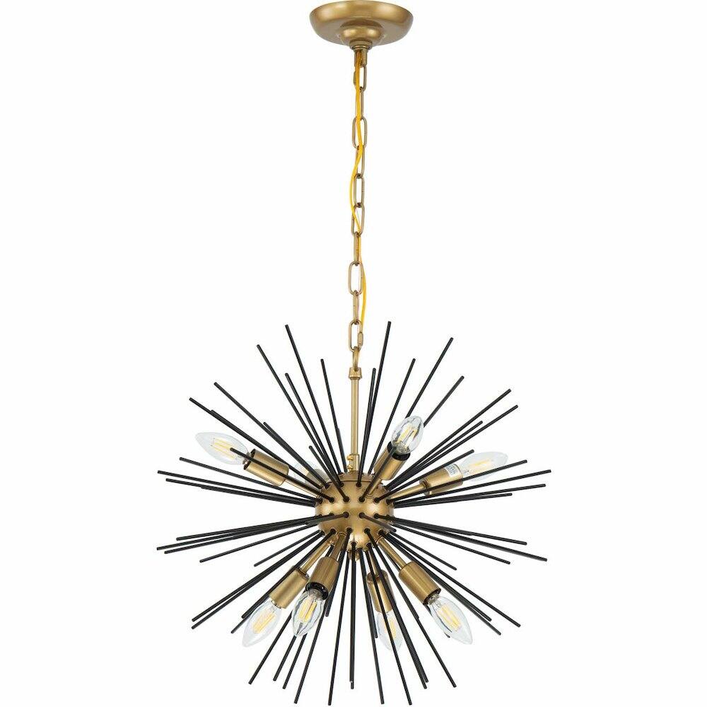Alt View 3. Living District - Timber 8 light Brass and Black pendant - Brass And Black.