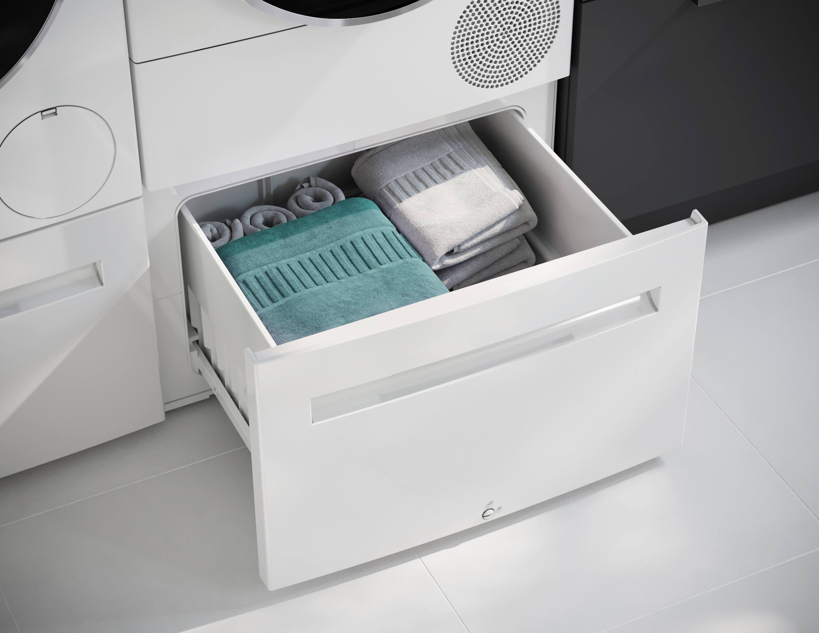 Alt View 2. Bosch - Laundry Pedestal with Storage Drawer for 300 and 500 Series Washers - White.