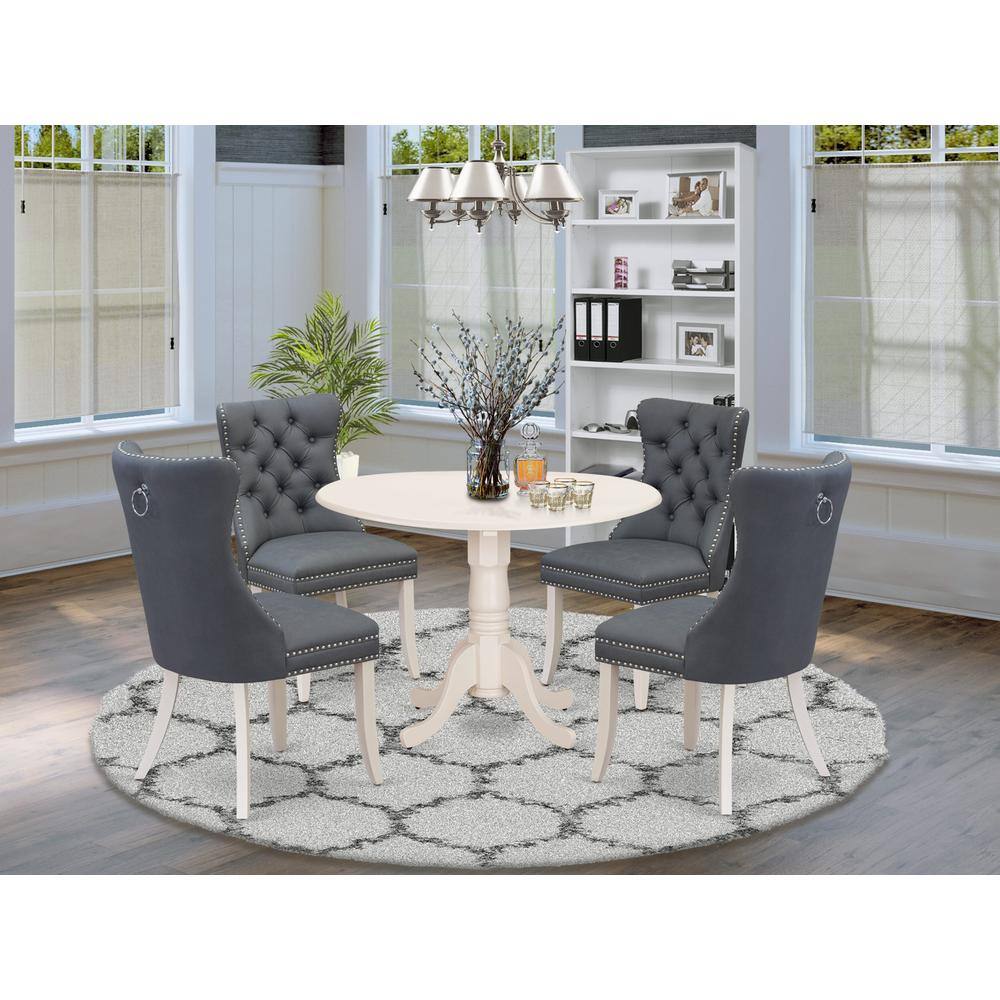 Alt View 3. East West Furniture - 5 Piece Kitchen Table Set - White.