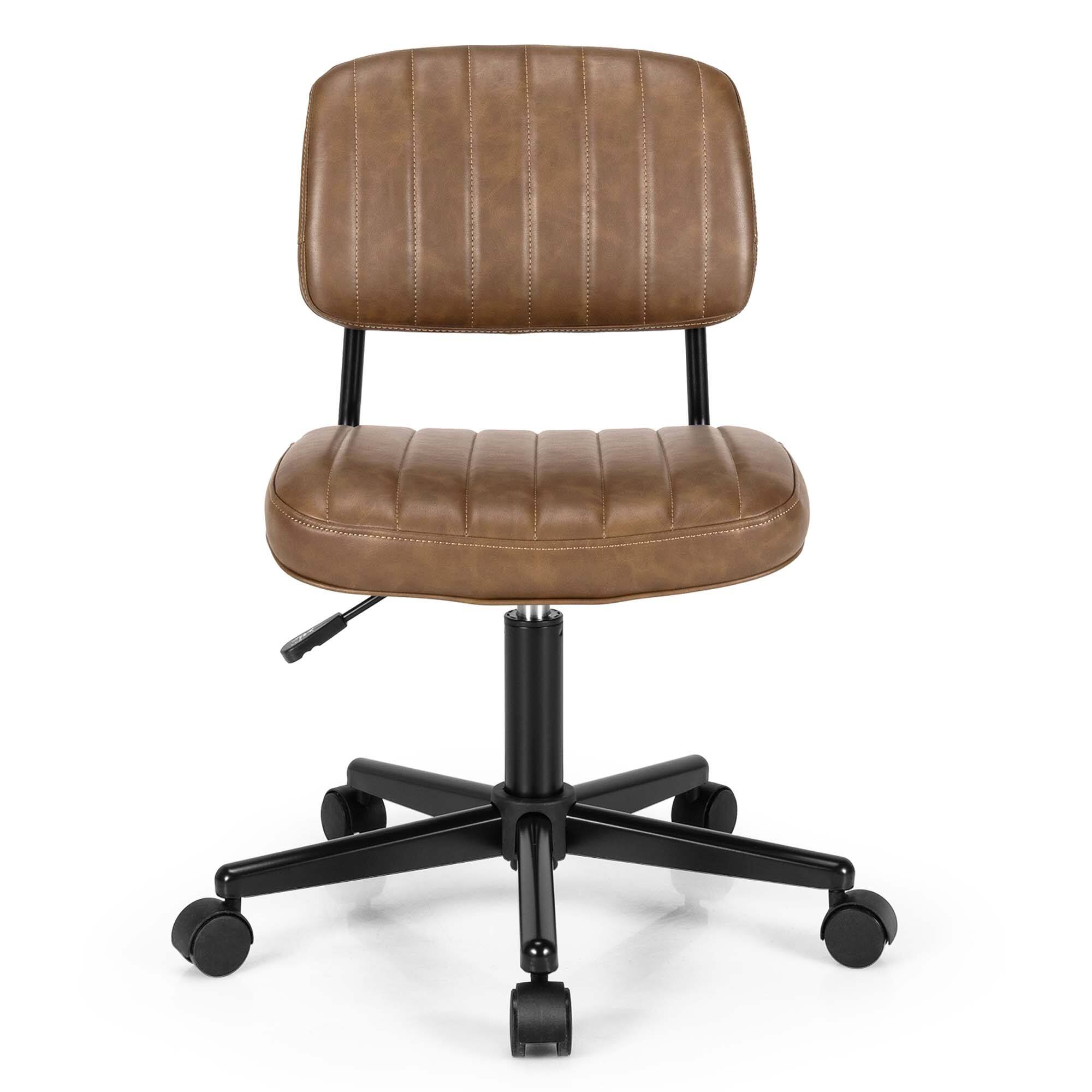 Alt View 17. Costway - PU Leather Adjustable Swivel Office Chair with Backrest (Set of 2) - Brown.