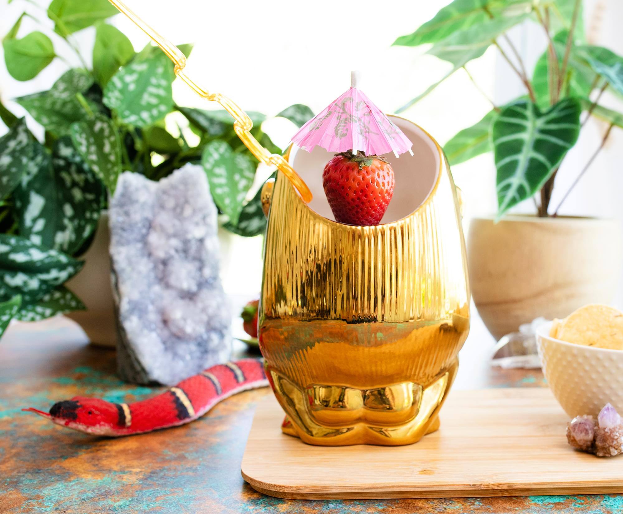 Alt View 4. ThinkGeek - Geeki Tikis Indiana Jones Golden Idol Ceramic Mug | Holds 24 Ounces - Gold.