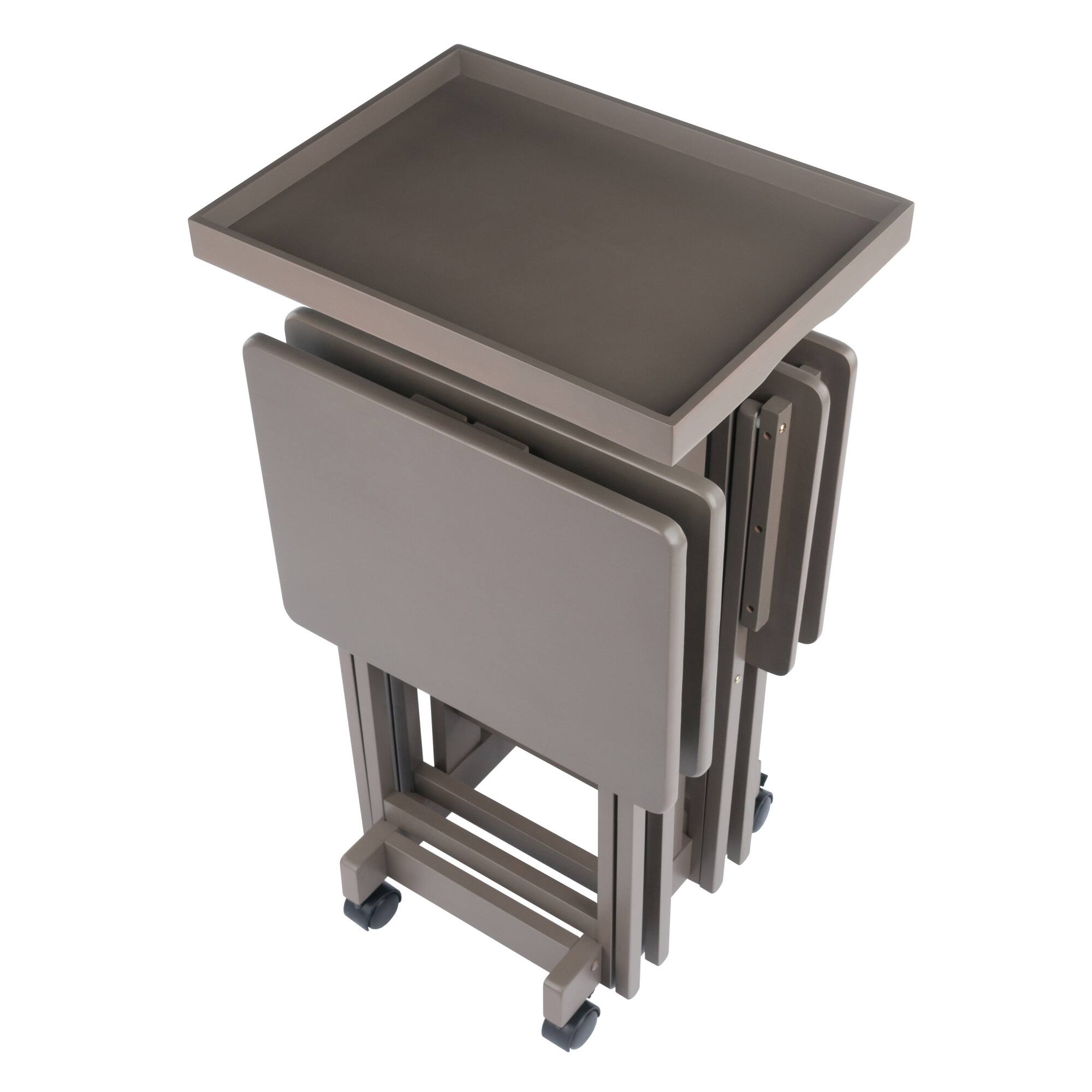 Alt View 6. Winsome Wood - Isabelle 6-Pc Snack Table Set with Removable Serving Tray - Oyster Gray.