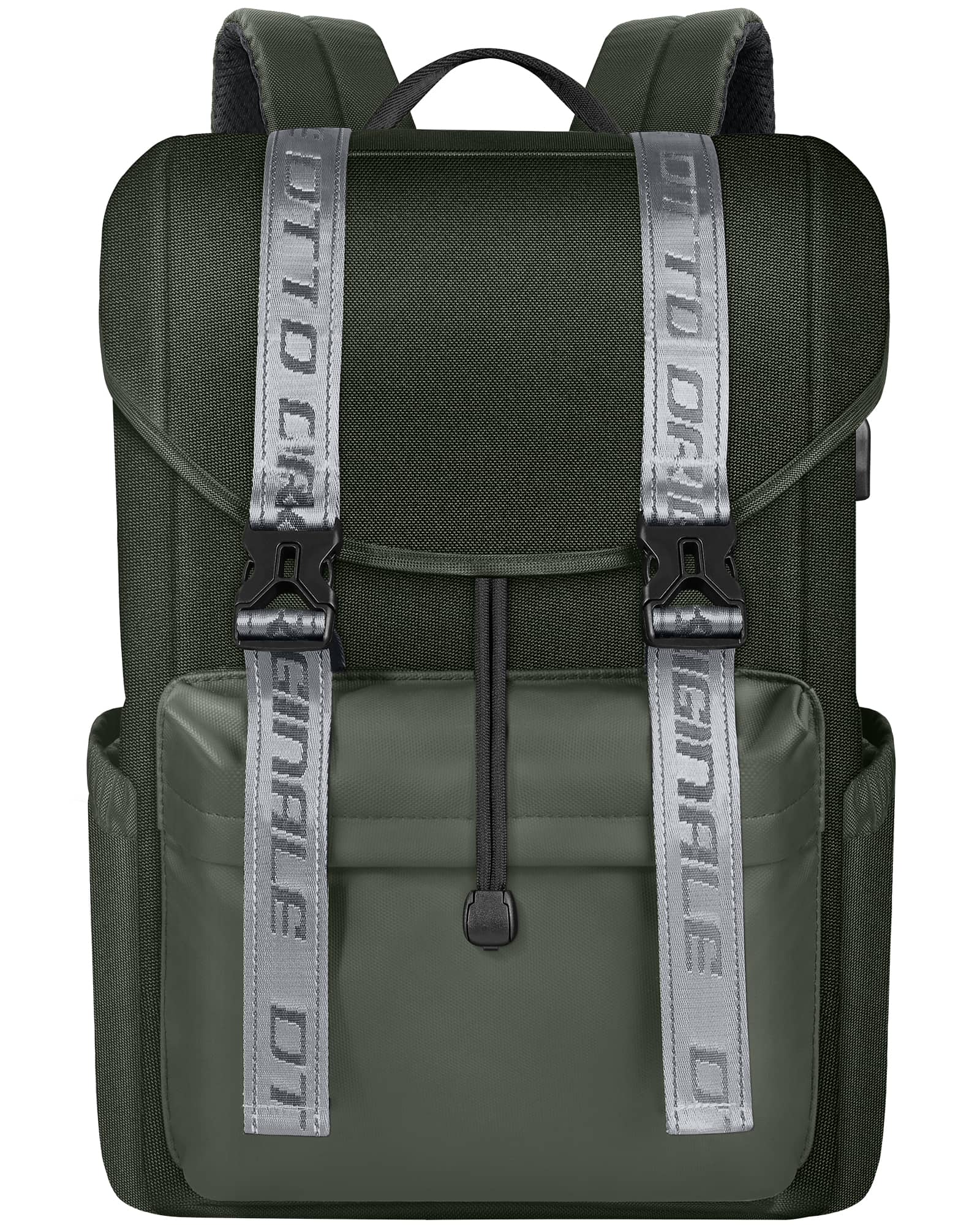 DTTO - Travel Laptop Backpack, Vintage Anti-Theft Water Resistant 23L Backpack with USB Port for 15.6" Notebook - Grayish Green