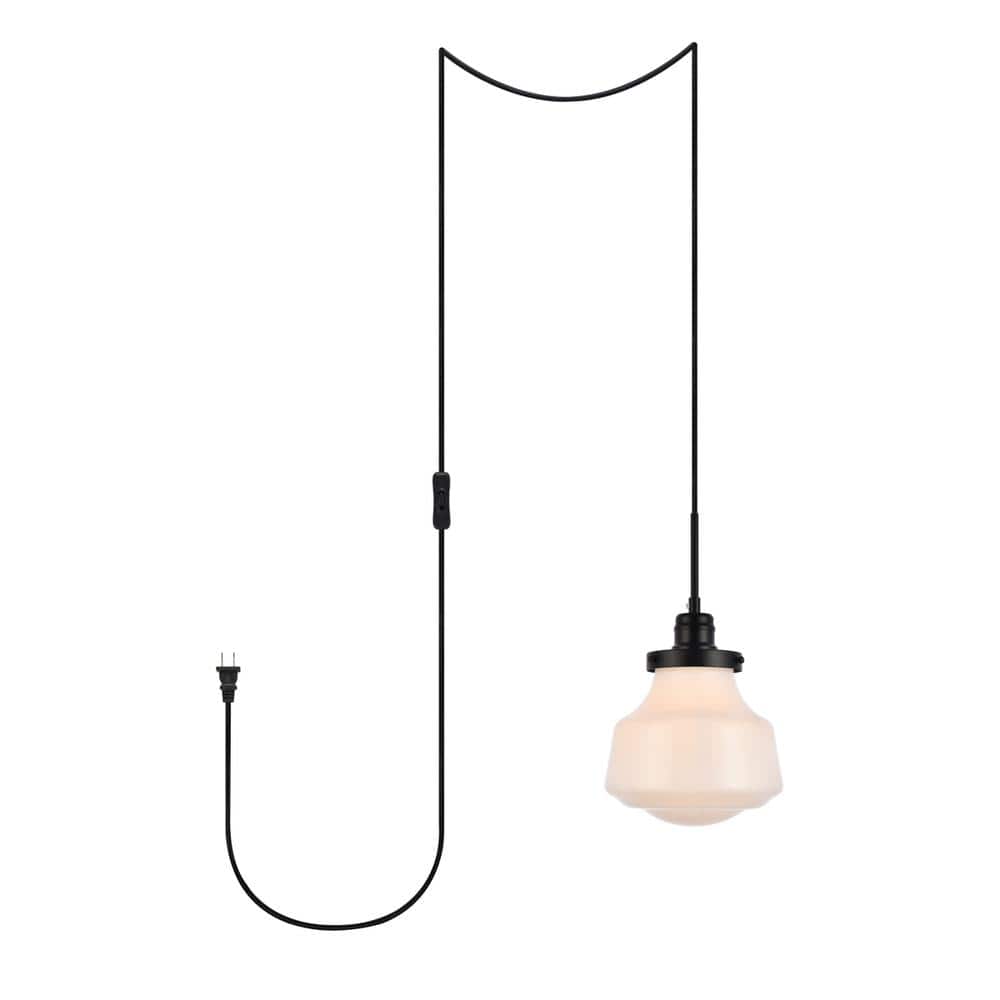 Living District - Lyle 1 light glass plug in pendant - Black And Frosted White
