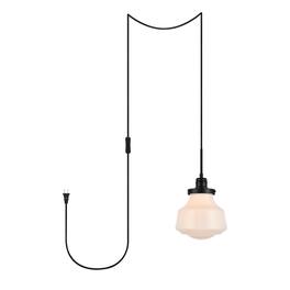 Living District - Lyle 1 light glass plug in pendant - Black And Frosted White