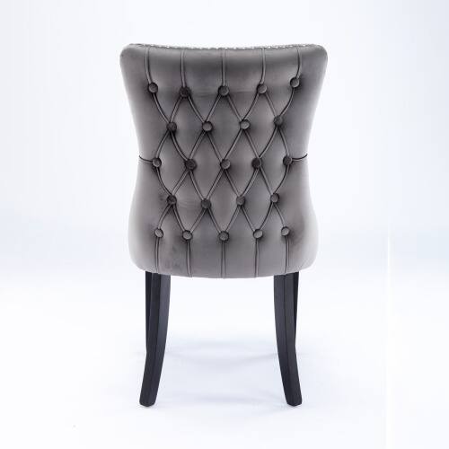 Alt View 2. LUCKY ONE - Assembled Wing-Back Dining Chair Set of 2 with Nailhead Trim Solid Wood Legs Upholstered Side Chair - Gray.