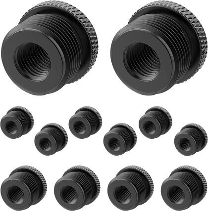 Front. 5 CORE - 5 Core Mic Stand Adapter 12 Pieces 5/8 Male to 3/8 Female Screw Thread Conversion Connector - Black.