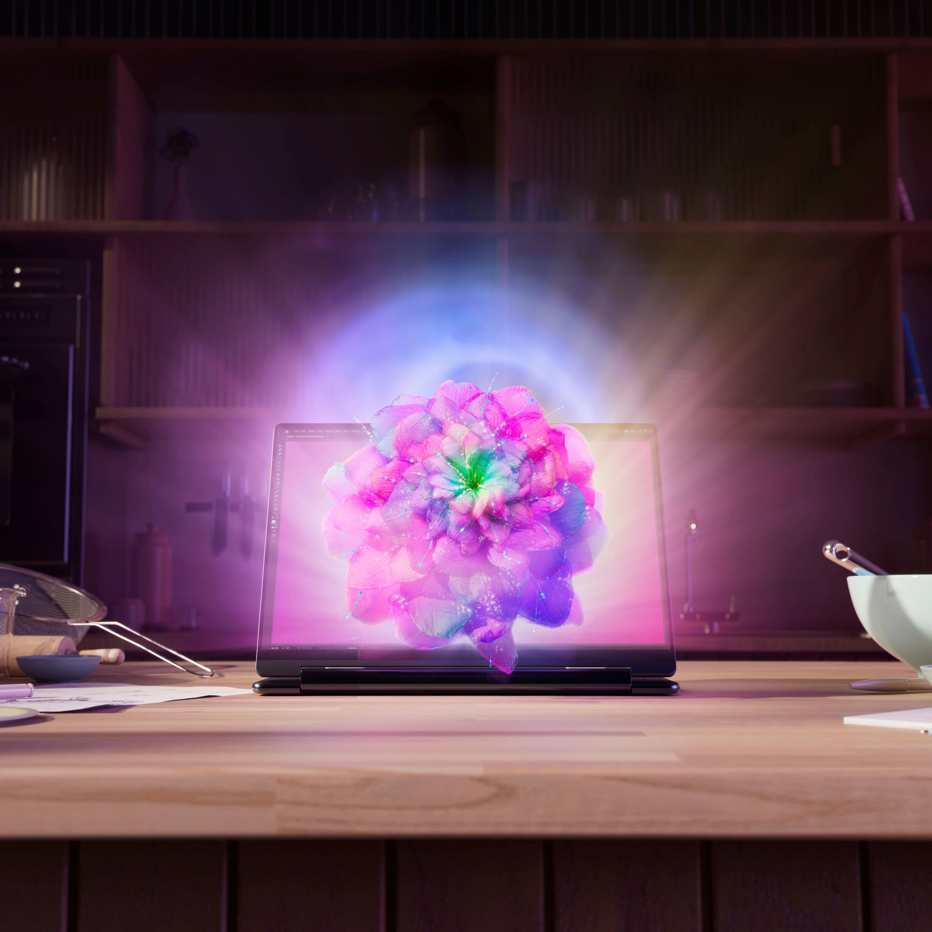 Alt View 18. Lenovo - Yoga 9i 2-in-1 Aura Edition - Copilot+ PC - 14" 3K 120Hz OLED Touchscreen Laptop - Intel Core Ultra 7 258V - 32GB - 1TB - Cosmic Blue.