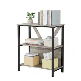 Babevy - 3 Tier Bookshelf with LED Lights - Gray
