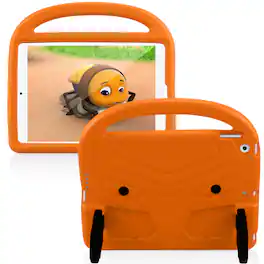 UUCOVER - Kids Case for iPad 9th 8th 7th Generation 10.-inch (2021/2020/2019),Shockproof EVA Case Handle Kickstand Cover - Orange
