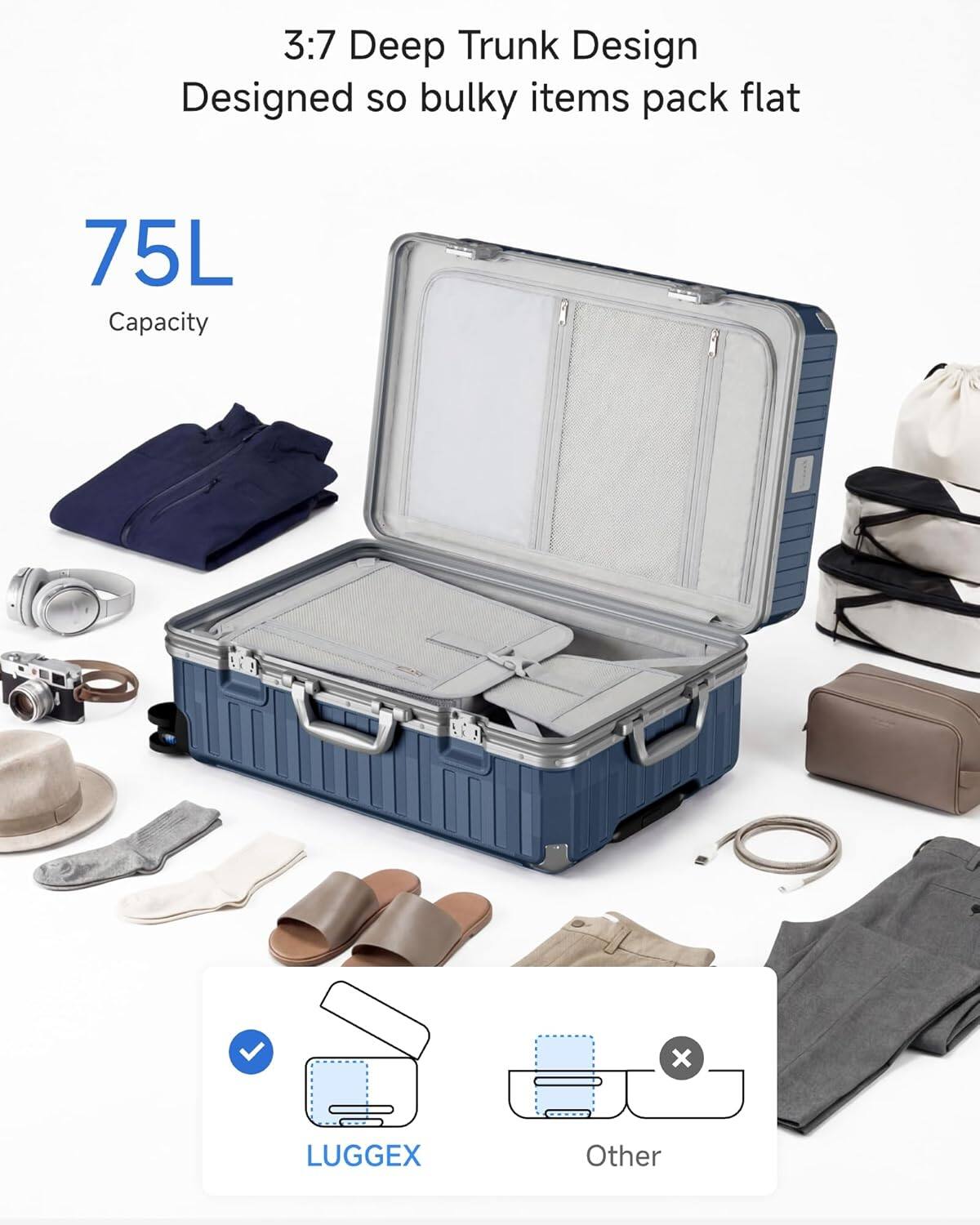 LUGGEX 24 Inch Hardside Zipperless PC Luggage 8010S Aluminum Frame