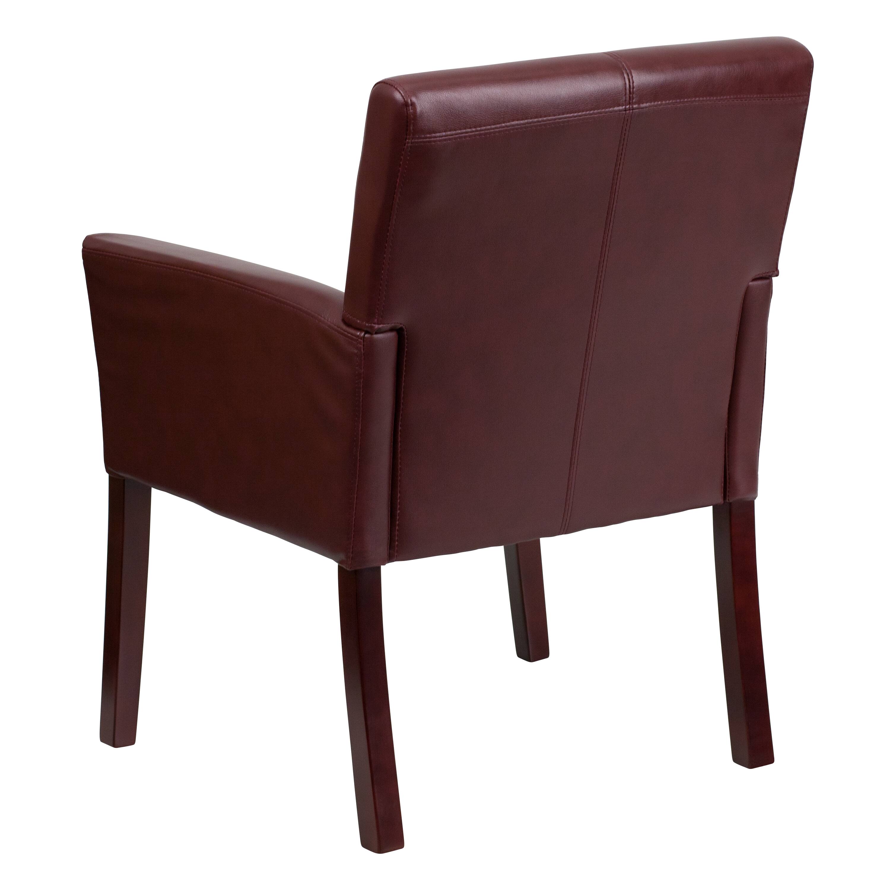 Alt View 5. Emma + Oliver - Faux Leather Executive Side Reception Chair with Mahogany Legs - Burgundy.