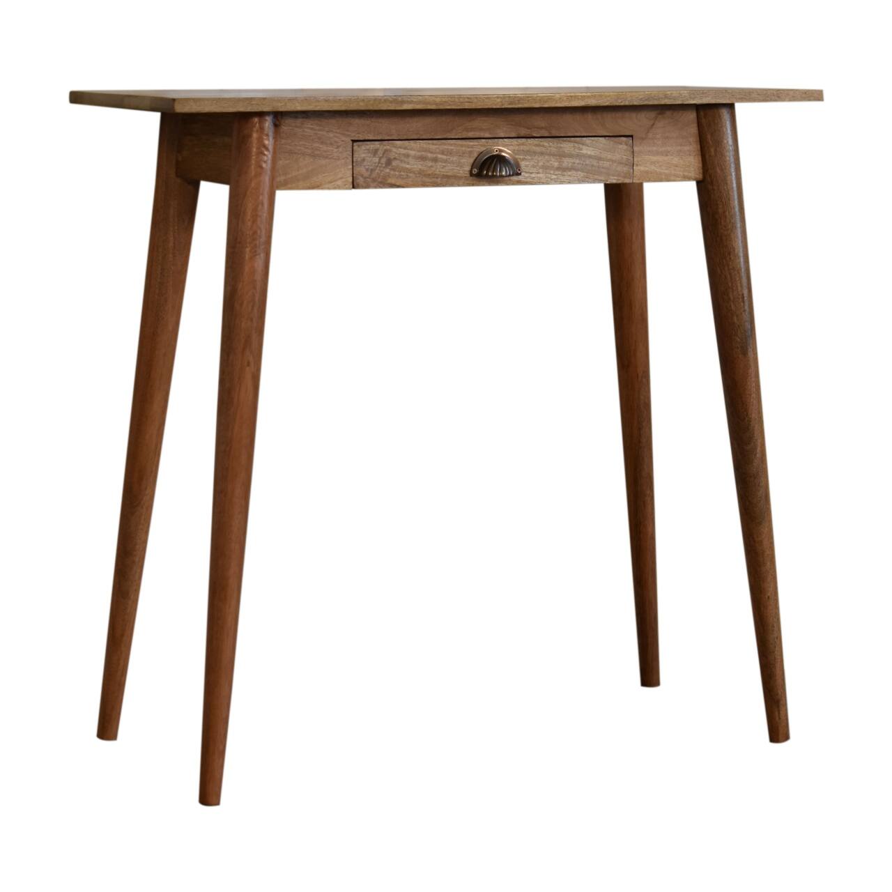Back. Artisan Furniture - Artisan Furniture Solid Wood Mini Nordic Style Writing Desk, 1 Drawer, Brown - Brown.