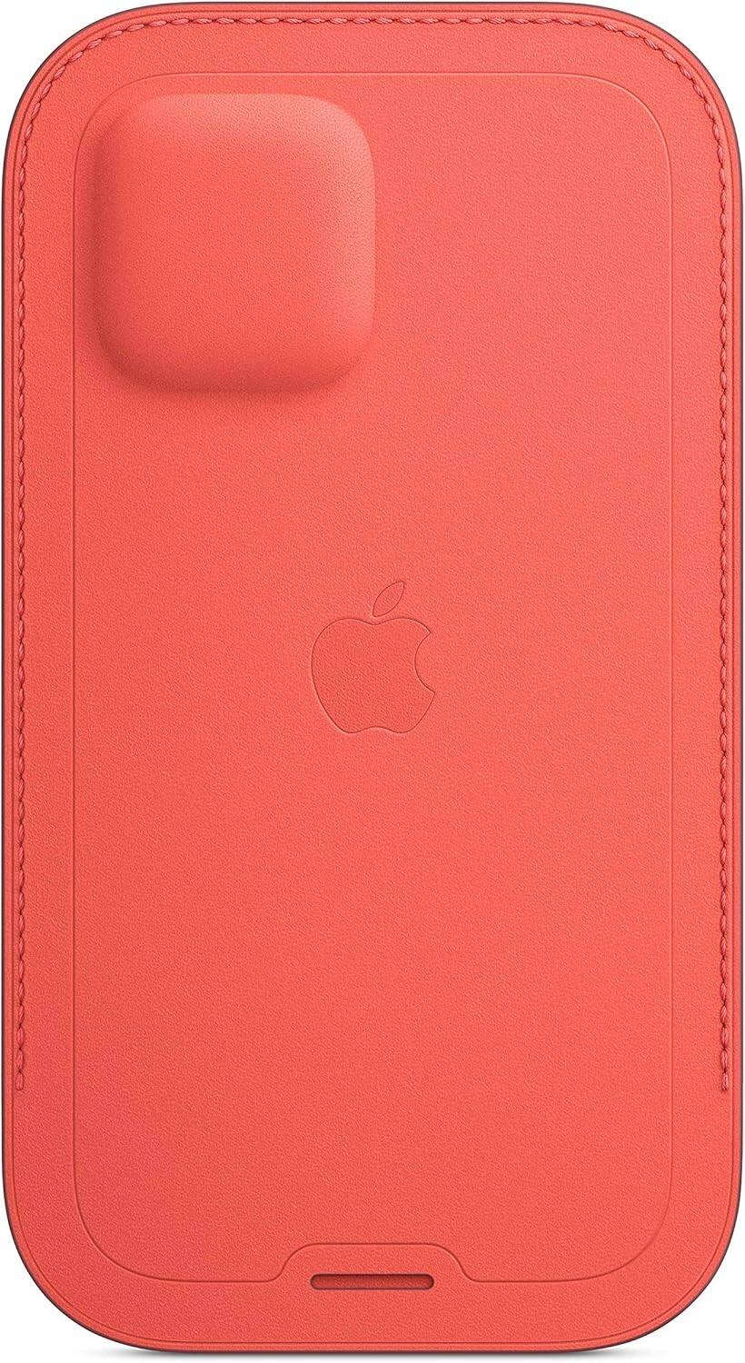 Back. Apple - Apple iPhone 12 and 12 Pro Leather Sleeve with MagSafe - Pink Citrus - Brown.