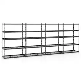 Costway - 4 PCS 5-Tier Heavy-Duty Utility Shelf with Adjustable Wire Racks, 2000 lbs Capacity - Black