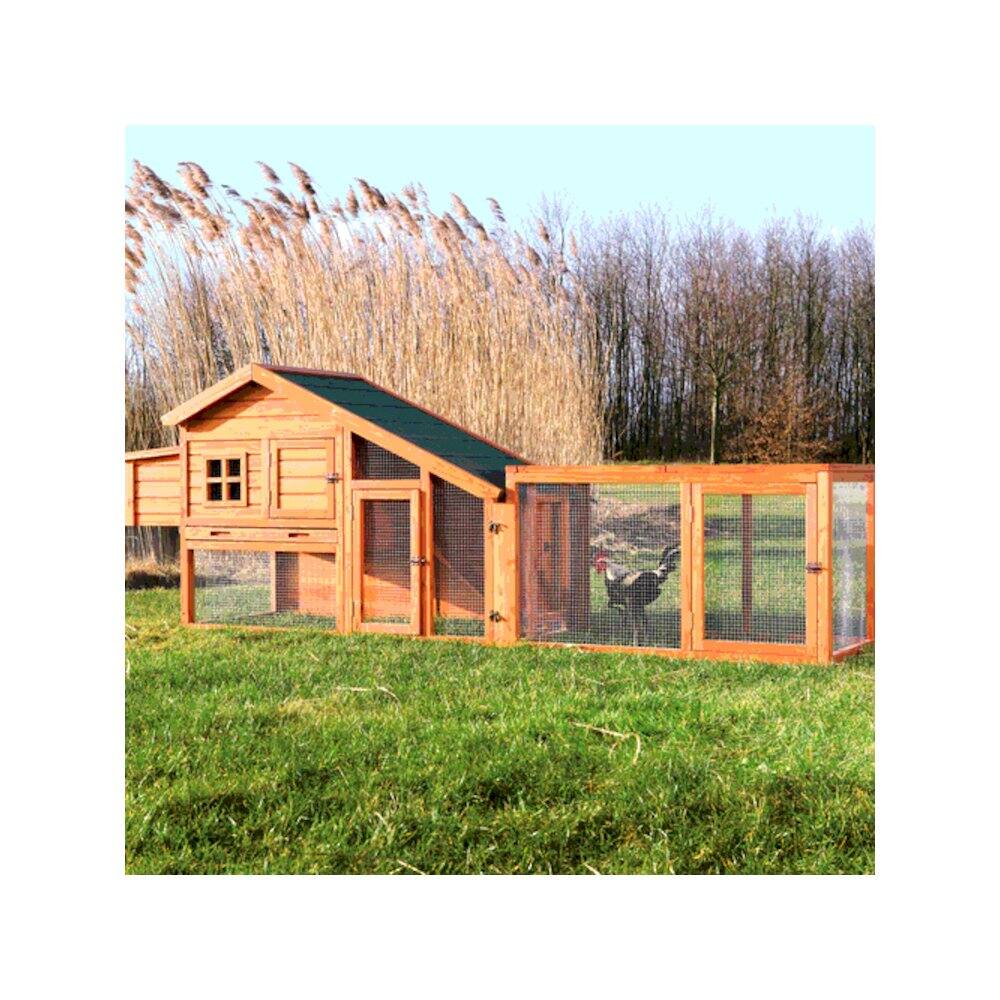 Angle. TRIXIE - Weatherproof Outdoor Wood & Wire Chicken Run Extension for Chicken Coops, Brown - Brown.