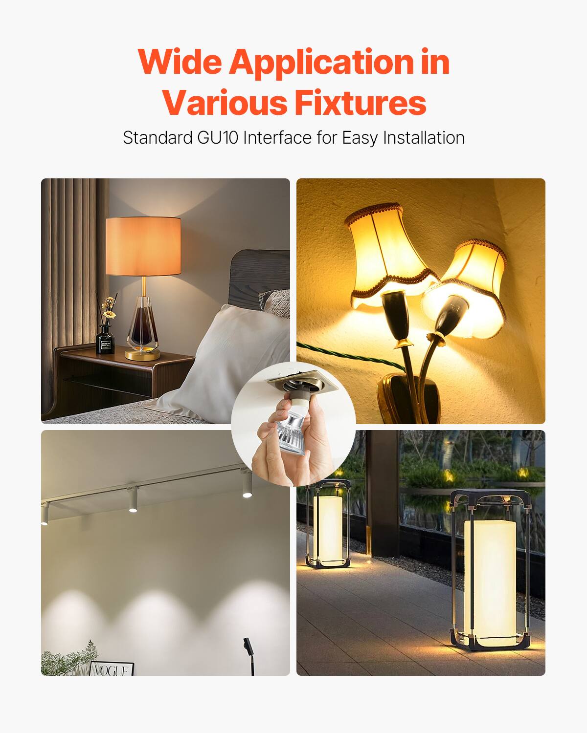 Wide Application in Various Fixtures  
Standard GU10 Interface for Easy Installation