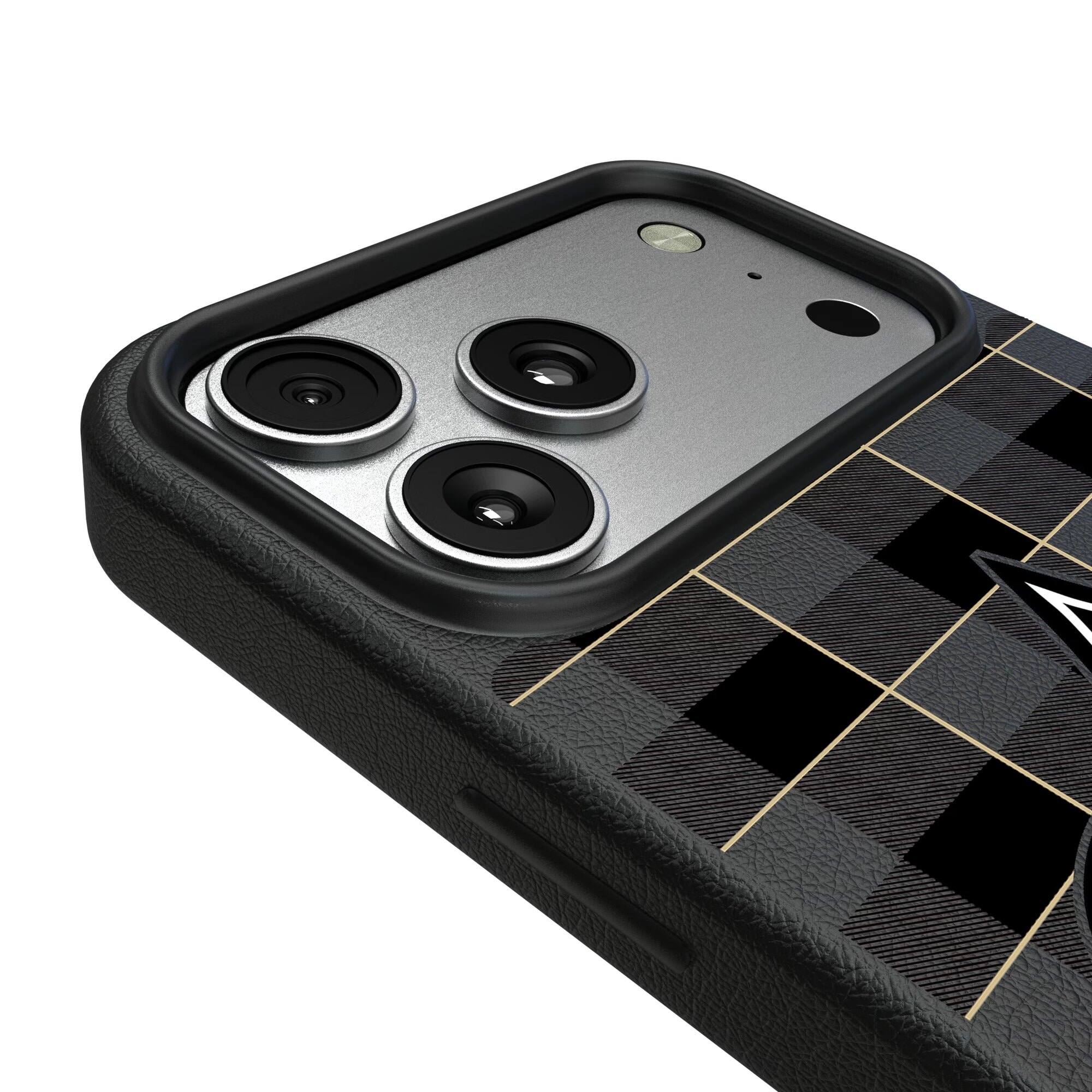 Alt View 2. Keyscaper - New Orleans Saints Plaid Magnetic Bump iPhone Case - 16 - Black.