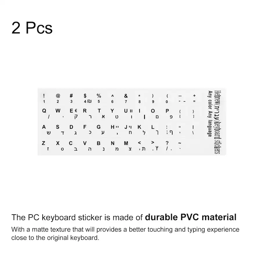 White Computer Keyboard Transparent Unique Bargains 2pcs Hebrew Keyboard Stickers, Background with Black ...