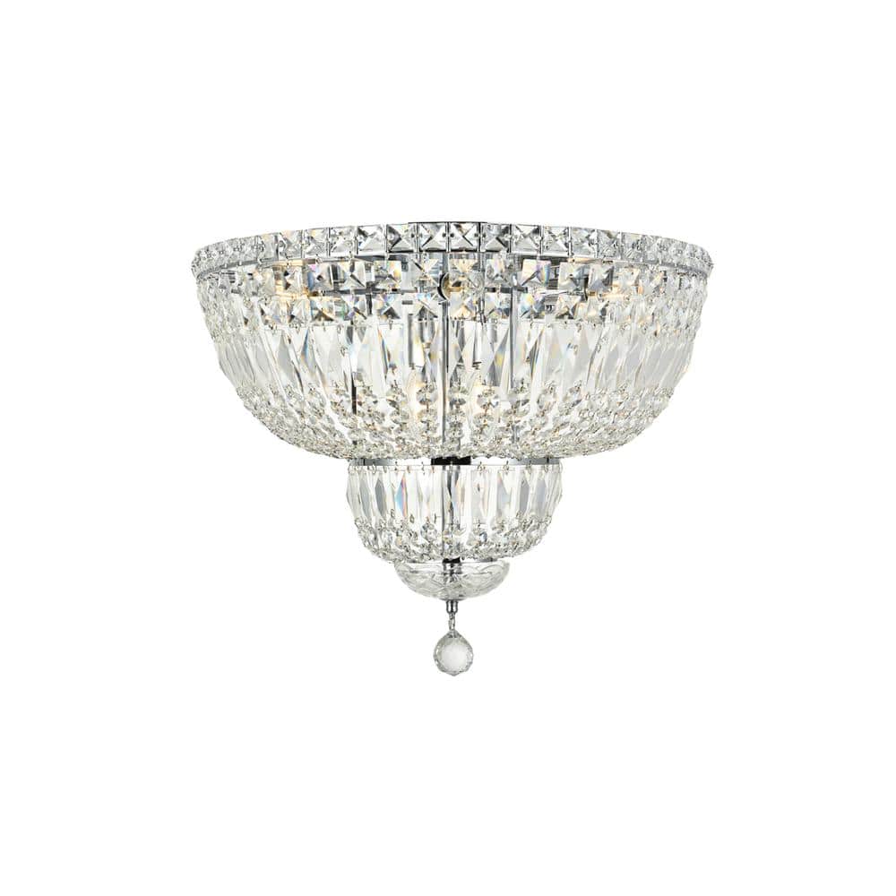 Elegant Lighting - Tranquil 10 light Flush Mount Clear Royal Cut Crystal - Chrome