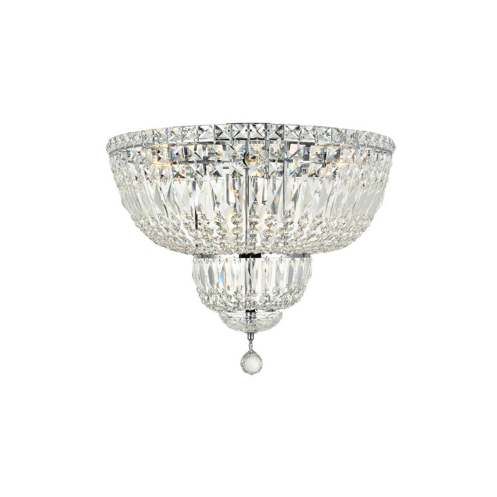 Front. Elegant Lighting - Tranquil 10 light Chrome Flush Mount Clear Royal Cut Crystal - Chrome.