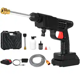 Topteng - Cordless Electric Pressure Washer-24V Portable High-Pressure Water Spray Gun with 2 Batteries,26 Bar,for Car/Garden/Home