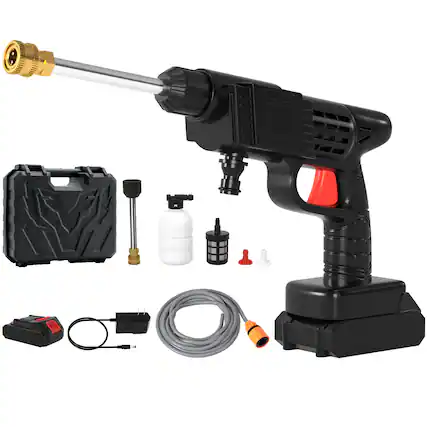 Front. Topteng - Cordless Electric Pressure Washer-24V Portable High-Pressure Water Spray Gun with 2 Batteries,26 Bar,for Car/Garden/Home.