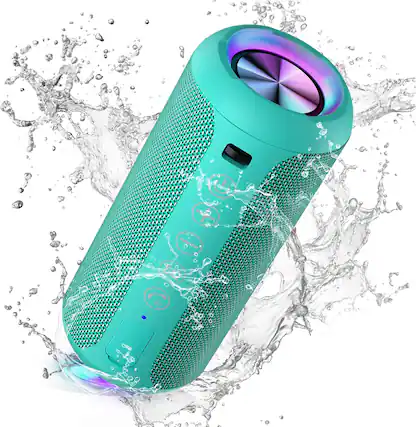 Front. Ortizan - Portable Bluetooth Speaker,IPX7 Waterproof,24W Loud Stereo Sound,Bluetooth 5.3, 30H Playtime,TWS Pairing for Home,Party - Blue Green.