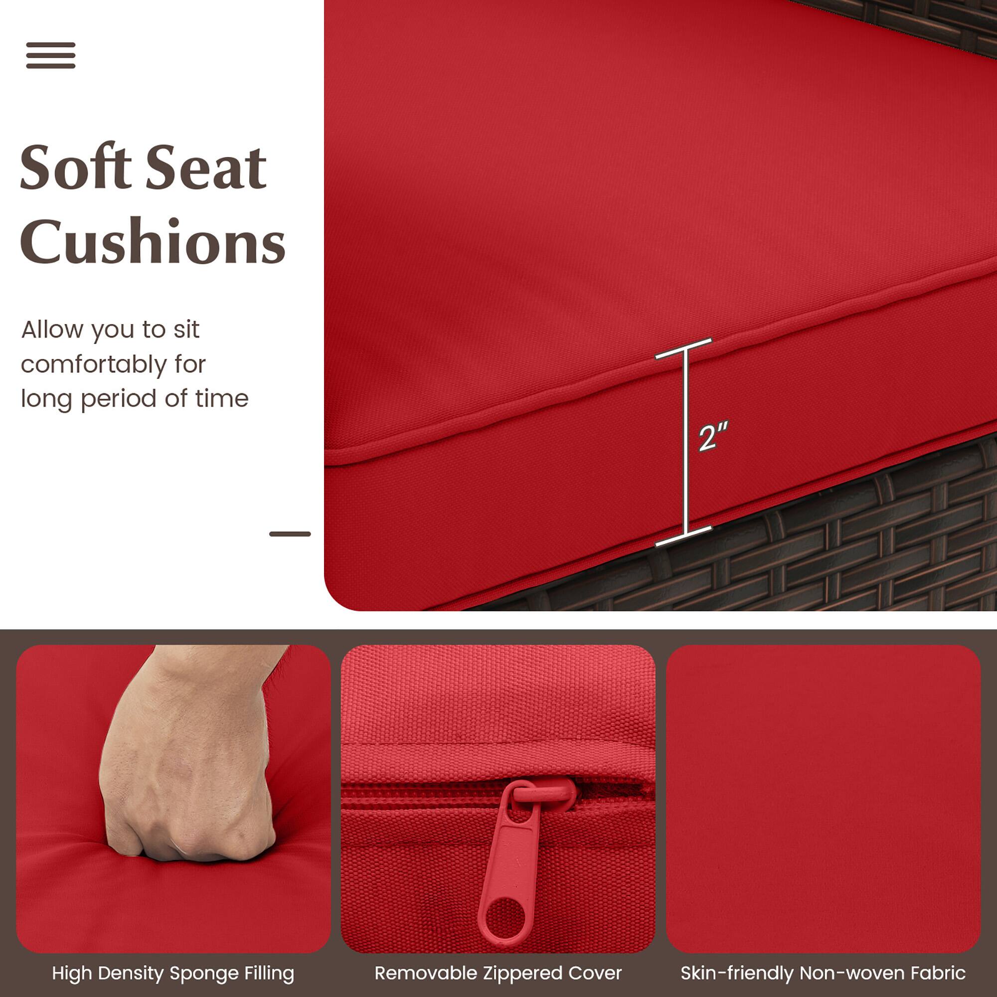 Soft Seat Cushions

Allow you to sit comfortably for long period of time

2" High Density Sponge Filling

Removable Zippered Cover

Skin-friendly Non-woven Fabric