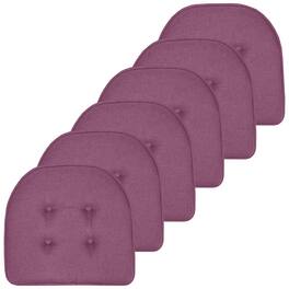 Sweet Home Collection - Solid Color U Shaped Memory Foam 17" x 16" Chair Cushions, 6-Pack - Purple