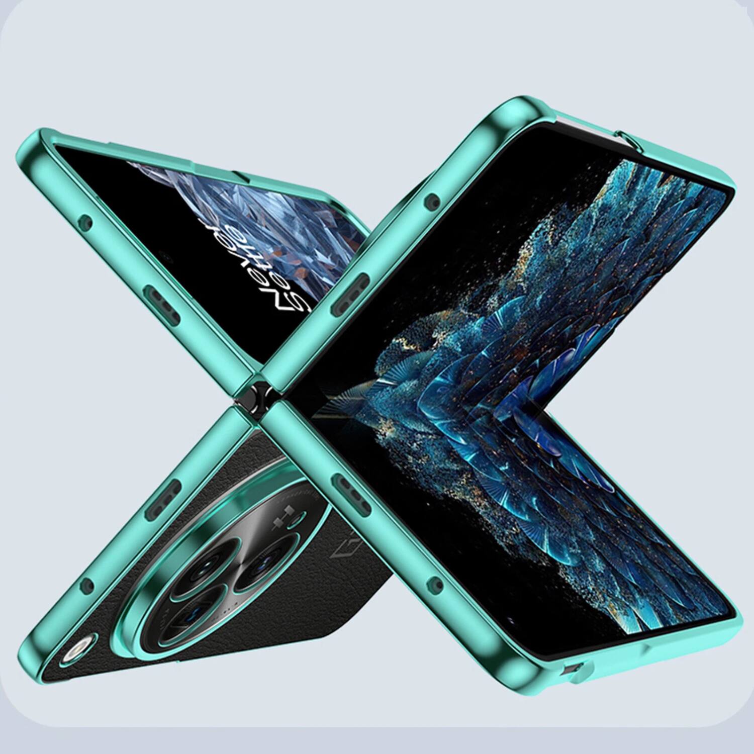 Left. Stock Preferred - Slim Plating Clear Case for OnePlus Open - Gold - Gold.