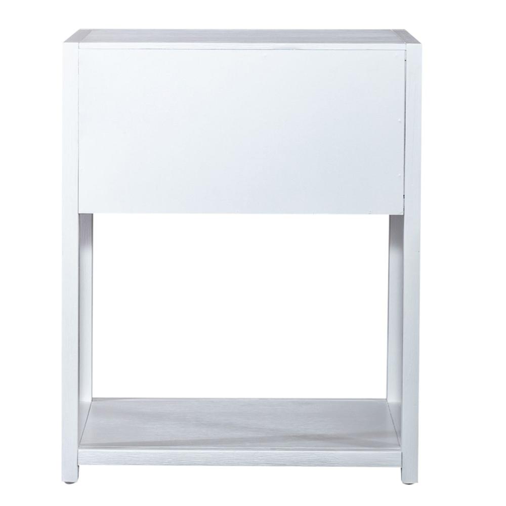 Left. Liberty Furniture Industries - East End 1 Drawer 1 Shelf Accent Table in Wirebrushed White - White.