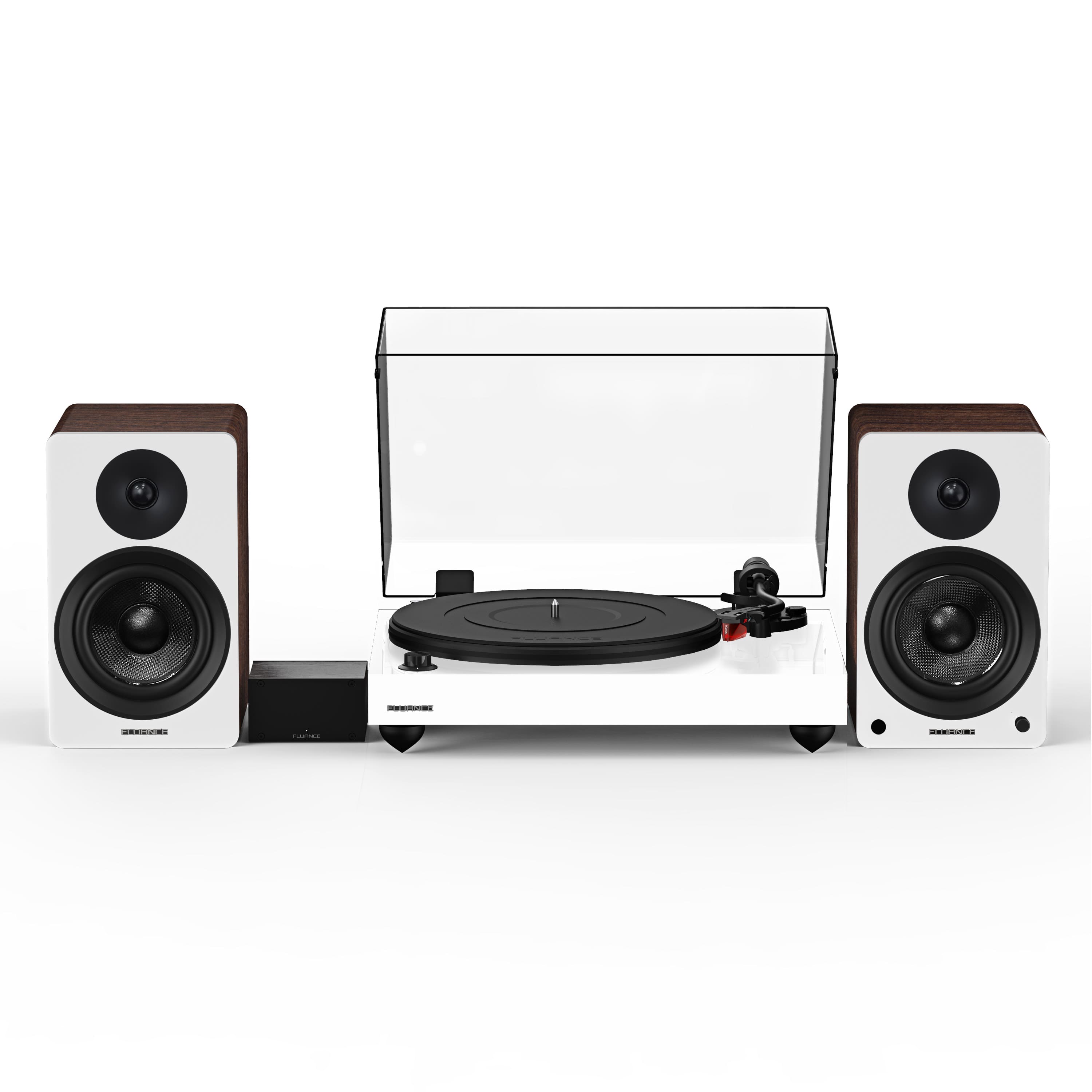 Fluance - RT83 Reference High Fidelity Vinyl Turntable, PA10 Phono Preamp and Ai41 Powered 5" Stereo Bookshelf Speakers - Piano White