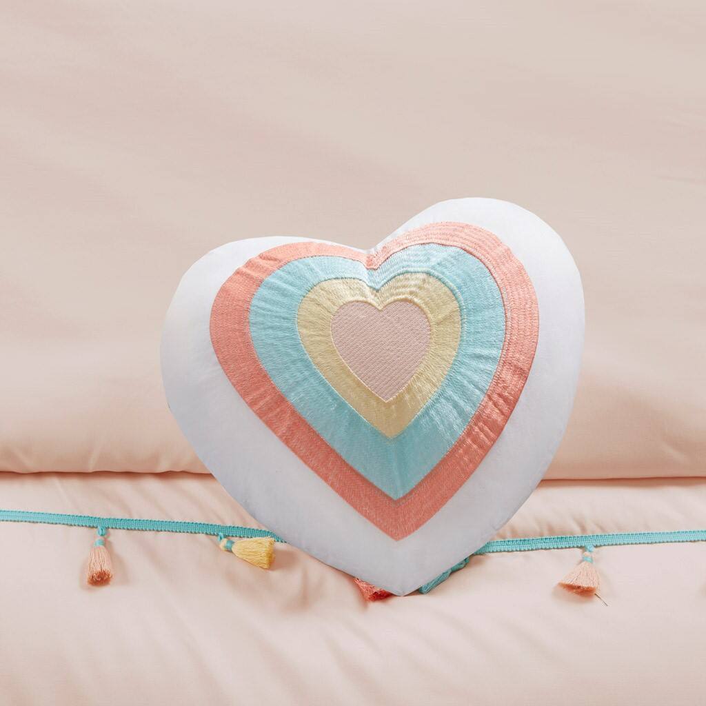 Alt View 3. Gracie Mills - Gracie Mills Xylon Solid Tassel Comforter Set with Heart-Shaped Throw Pillow - Blush.